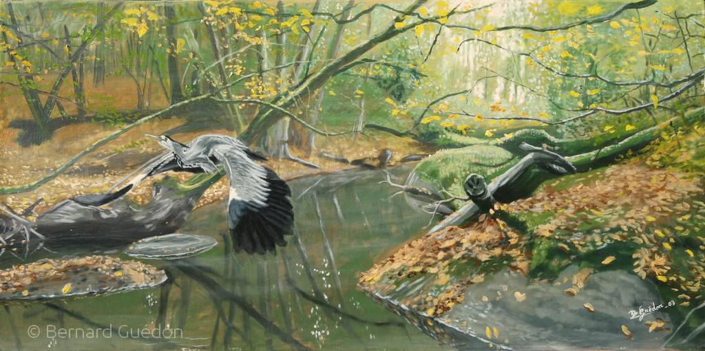 Vol sur la Vonne . Huile sur panneau Bernard Guédon Vol sur la Vonne . Huile sur panneau Bernard Guédon
